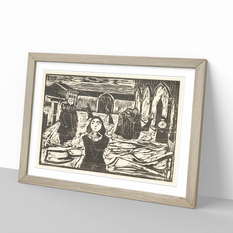 The Last Hour by Edvard Munch - Picture Frame Painting, 27cm H x 36cm W x 2cm D, Oak