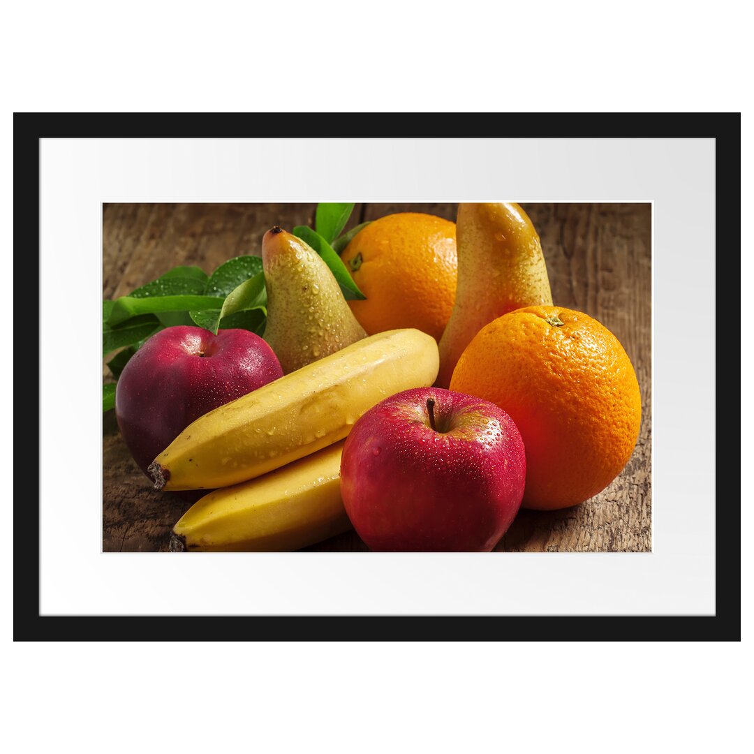 Gerahmtes Poster Obst Erdbeeren Kiwi Orangen