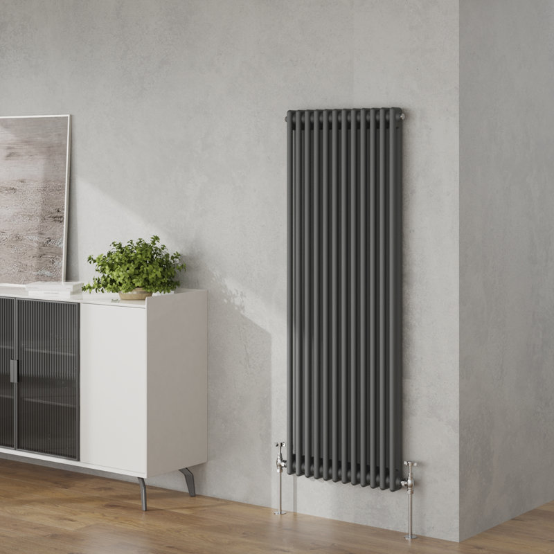 Valda Vertical Traditional 2 Column Designer Radiator, Anthracite, 150cm H x 56cm W