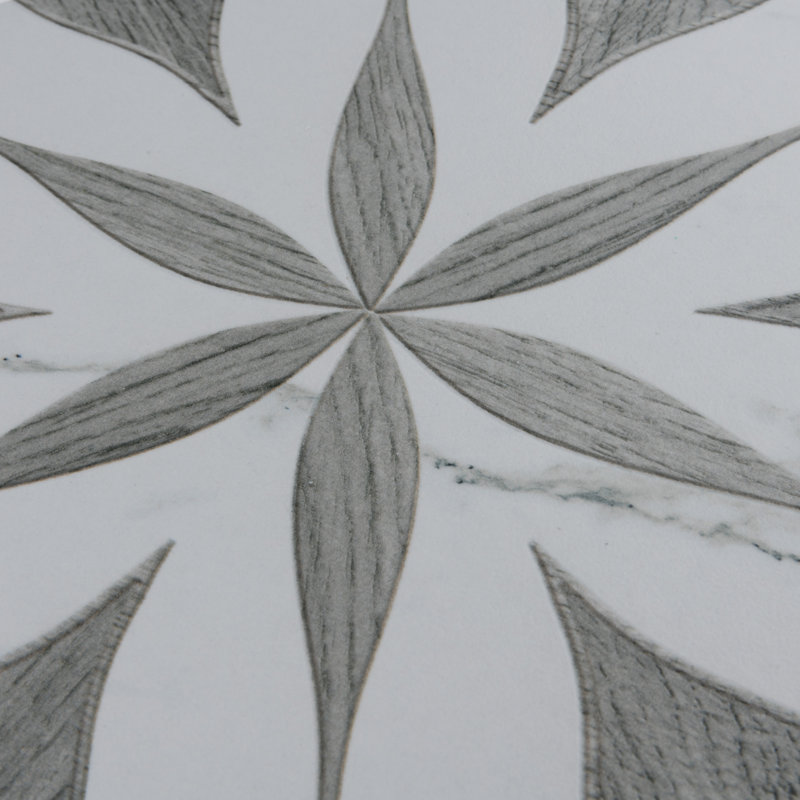 Llama Flower Loire 8-5/8 In. X 9-7/8 In. Porcelain Floral Look Wall & Floor Tile, Silver Smoke