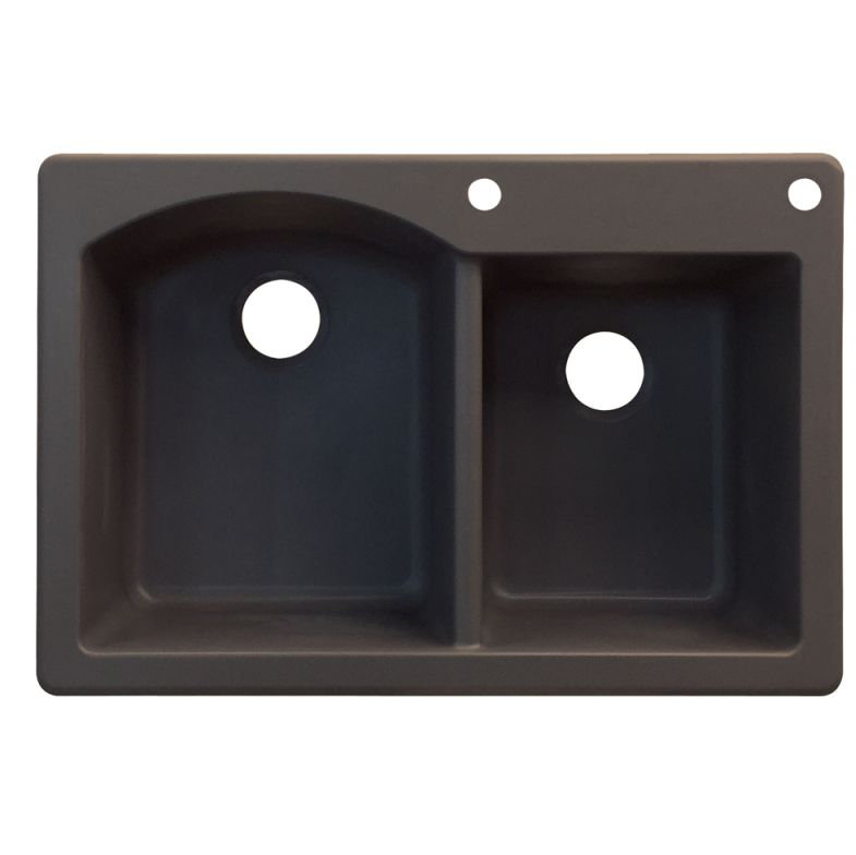 Évier de cuisine à double cuves l 33 po x l 22 po Aversa, 2 trous, Espresso