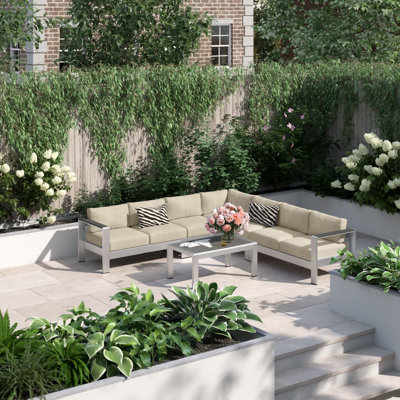 Shore 6 Piece Outdoor Patio Aluminum Sectional Sofa Set