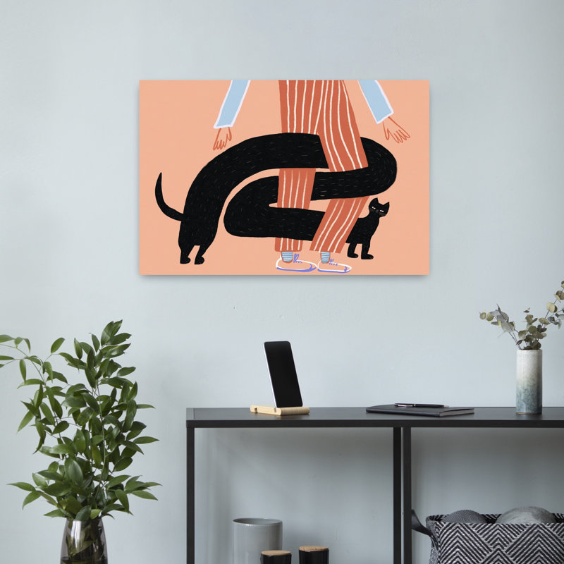 Art contemporain, art mural abstrait chat contemporain, H 24 po x l 16 po