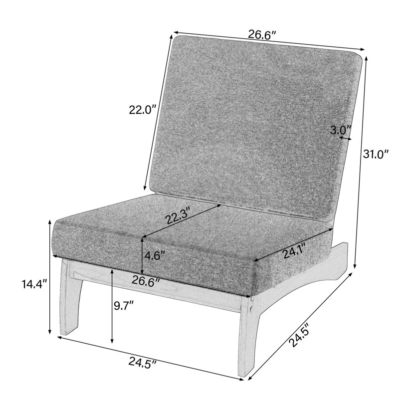 Riggleman Patio Lounge Chair with Cushions and Elegant Wooden Frame, White, Brown