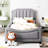 Gray Velvet Twin Daybed With Stylish Stripe Headboard - & Appealing Upholstered In Fashionable And Strong Attractive Design-1137909357