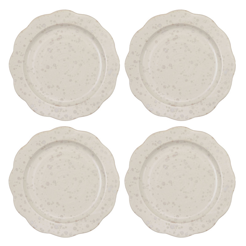 Stoneware Scalloped Plates In Reactive Glaze