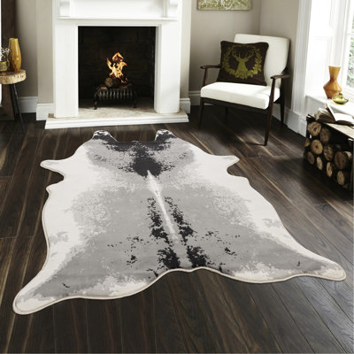 5 pi Tapis gris X 7, fabriqué à la machine de style sauvage rustique, teint et pour famille sous les pieds