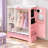 33.5'' Wide Kids Armoire with Mirror, Storage Shelves, Hanging Rod and Jewelry Cabinet -Pink