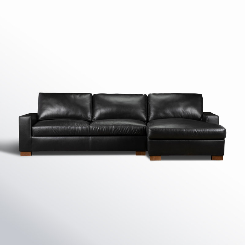 Jonie Genuine Leather 2-Piece Chaise Sectional, Revelation Midnight Genuine Leather, Right Hand Facing