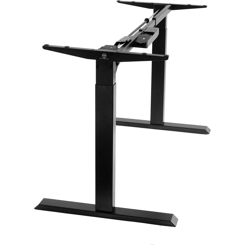 TechOrbits Electric Standing Desk Frame - Two Leg Motorized Stand Up Desk Base (Frame Only), Brown/Black