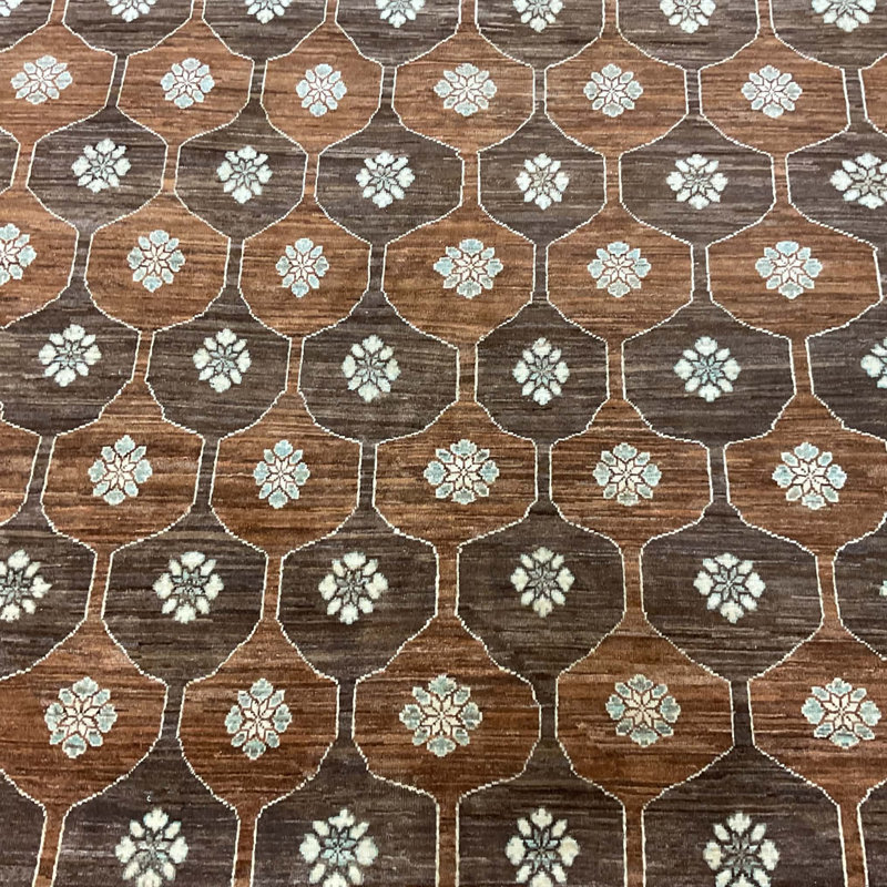 Hand Knotted Afghan Vegetable Dye Oushak Rug 8'4" x 9'4"