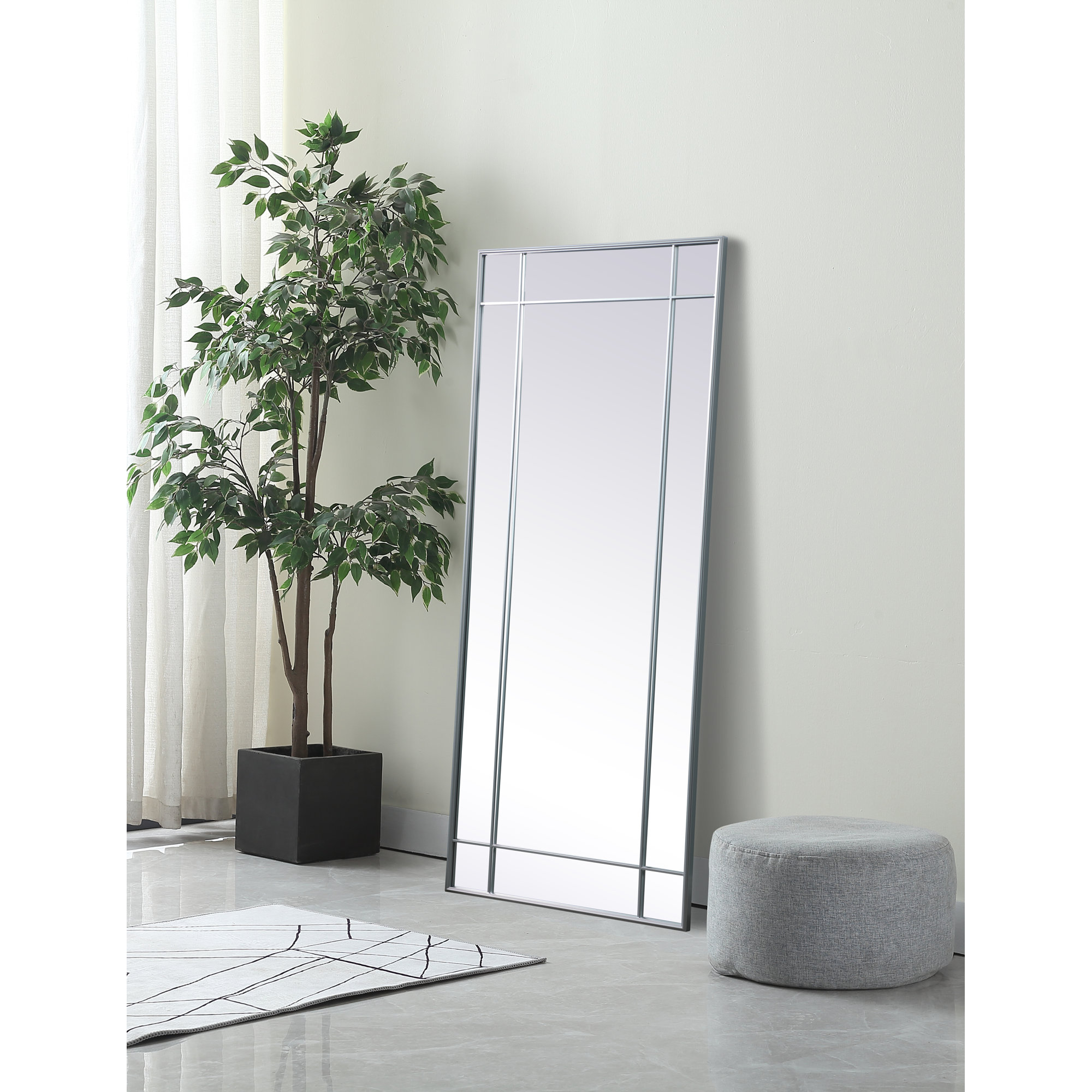 Chancey Iron Rectangle Wall Mirror, 70"H x 30"W, Silver