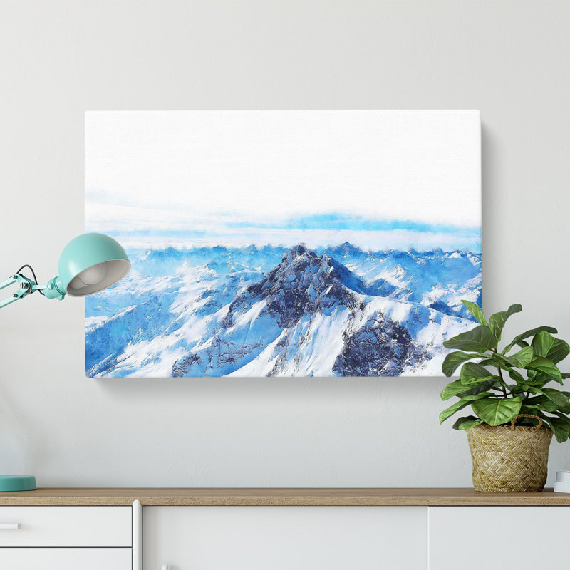 Snow Covered Tannheim Mountains Painting - Wrapped Canvas, 50cm H x 76cm W x 3cm D