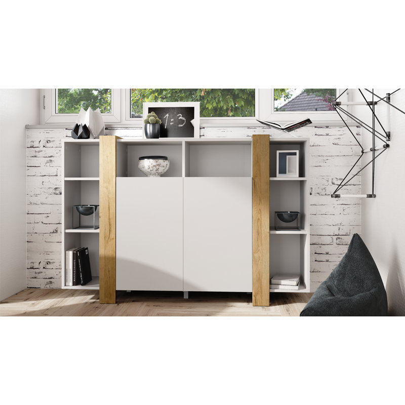 Abbie-May 149cm Sideboard, Matt White/Natural Oak