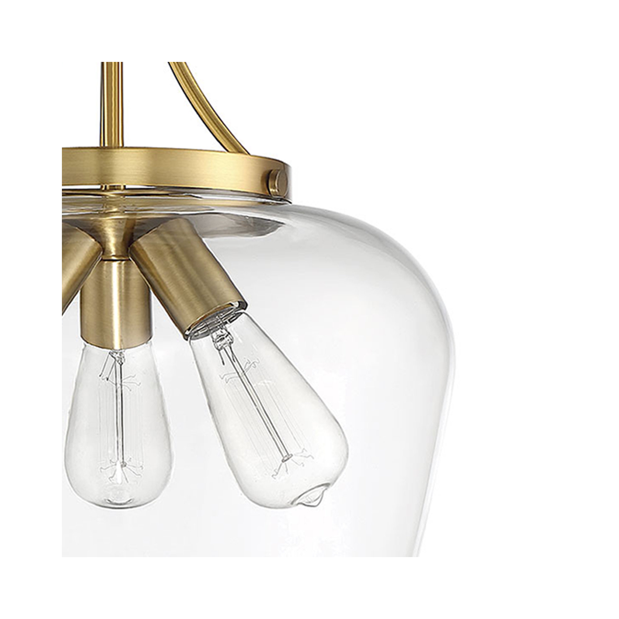 Breena 3 Light Glass Dimmable Pendant, Warm Brass