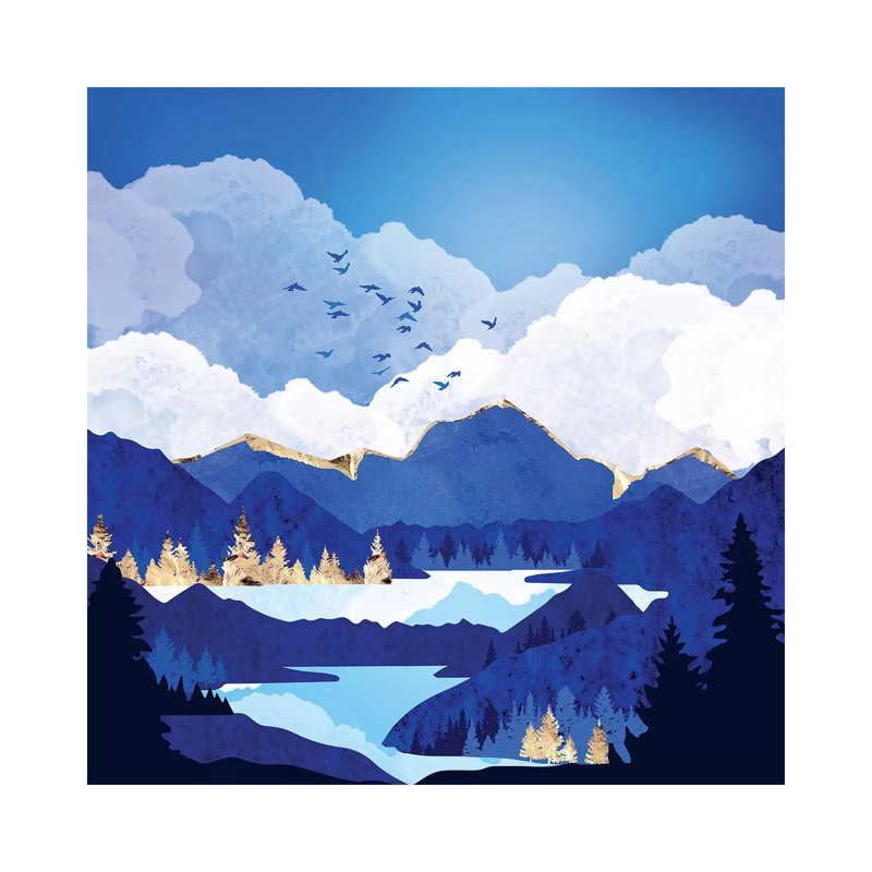 «Blue Lake», reproduction d'impression, Toile tendue, Pas de tapis, H 12 po x l 12 po x P 0,75 po
