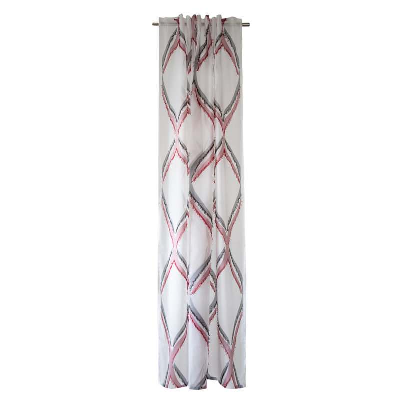 Revell Loop Tip Semi Sheer Curtains, Red and anthracite