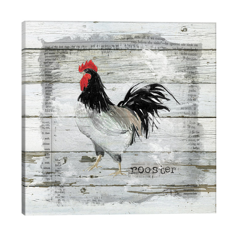 Farmhouse Collage Rooster by Carol Robinson - Wrapped Canvas Print, 66.04 cm H x 66.04 cm W x 1.91 cm D