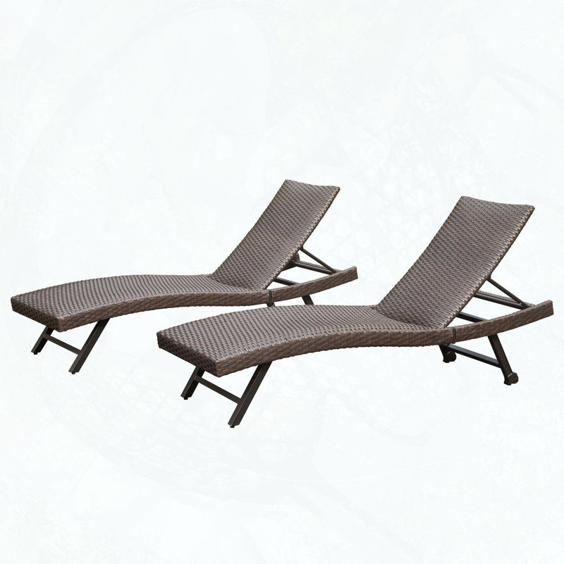 Chaise longue d'extérieur en osier 2 pièces