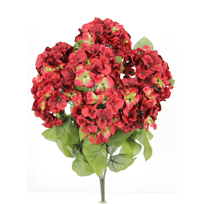7 tiges d'hortensia artificielles en pleine floraison, Canneberge