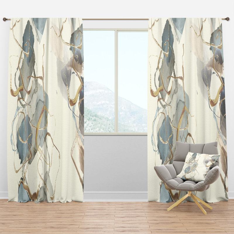 Panneau de rideau simple semi-transparent Gold Glam Squares VI - Abstract Glam, l 52 po x L 108 po