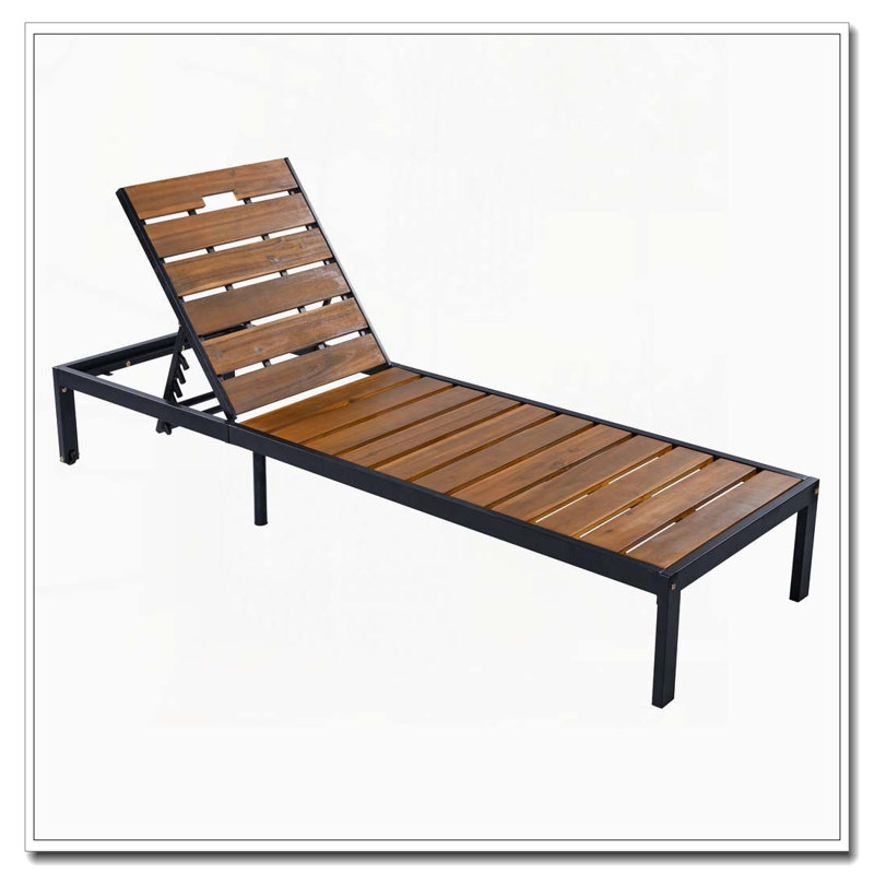 Chaises longues d'extérieur pour piscine, Brun, blanc
