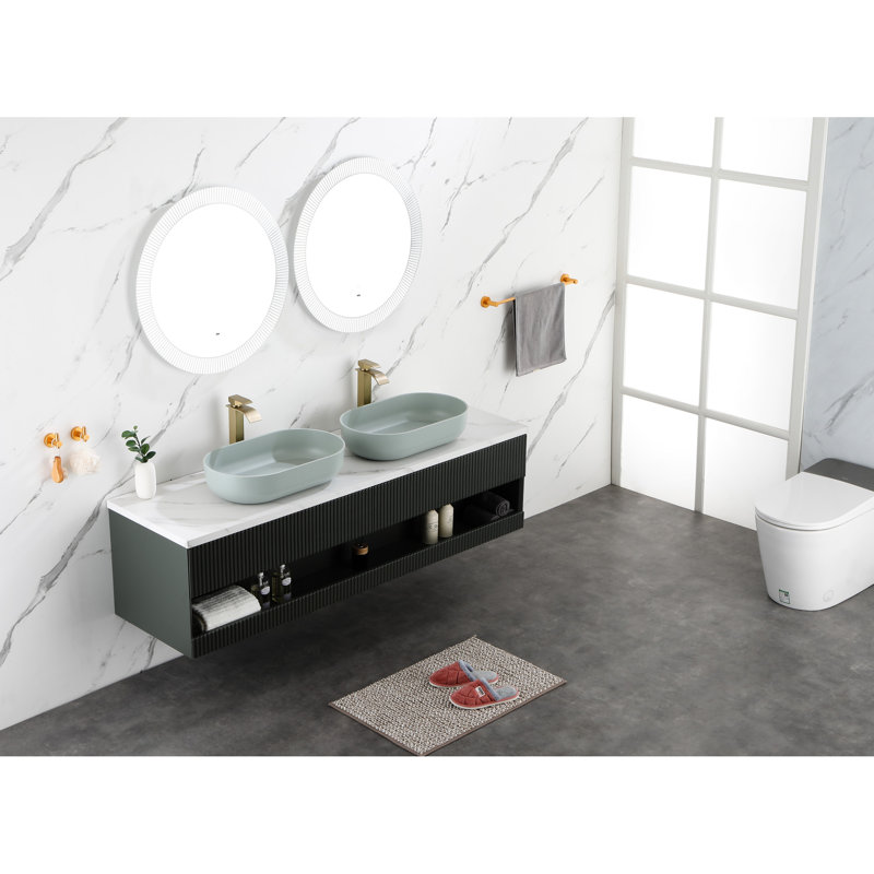 24"X14" Oval Bathroom Basin - Above Counter Sink, Blue Abs, , Hygienic, Scratch-, Fade-, Impact-, Fast Water Drain System Modern Vessel Sink In With Drainage