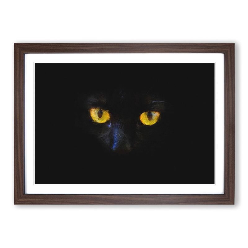 Eyes of a Cat - Picture Frame Graphic Art Print, 62cm H x 87cm W x 2cm D, Walnut Framed