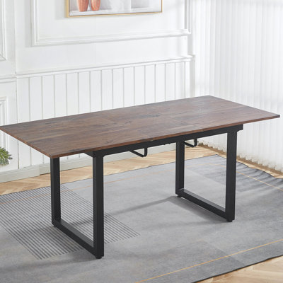 table de salle à manger extensible carrée avec pieds en métal de couleur noyer, table de cuisine moderne pour le salon (L 55,11 po / l 70,86 po x l 31,5 po x H 29,5 po)