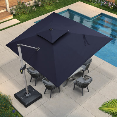 Bohusiavice Rectangular Cantilever Umbrella With Base,Navy