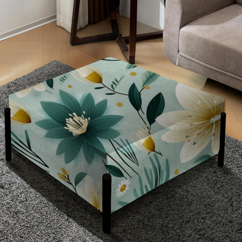 Vintage Romance Green Marvel Blooms - grand repose-pieds carré floral