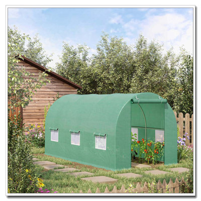 Maison de culture en serre avec porte et fenêtre de ventilation de 15 pi x 6 pi x 7 pi Outsunny, vert