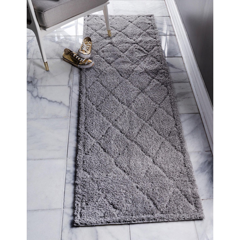 Tapis gris Cand, Tapis de couloir 2 pi 7 po x 10 pi