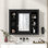 Armoire de rangement murale de salle de bain 35 po x 28 po, armoire à pharmacie, armoire murale moderne avec miroir, armoire à miroir avec 6 tablettes ouvertes (meuble-lavabo non inclus)