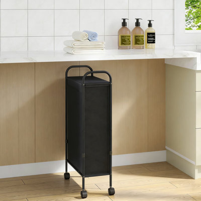 Slim Rolling Laundry Hamper With Lid And Removable Bag, Narrow Laundry Basket On Wheels With Brakes For Small Spaces, Bathroom, Bedroom, Or Closet
