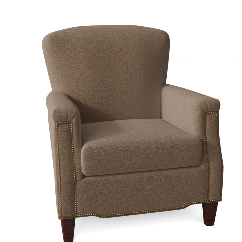 Vincent Armchair, Mahogany, French Natural, Empyrean Tweed Genuine Leather
