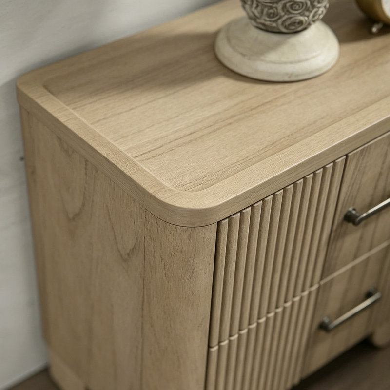 Table de chevet marron de style vintage avec 2 tiroirs