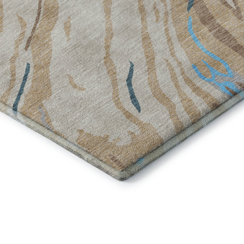 Premium Machine Washable Cortes AMF1037 Swirls Rug, Rectangle 3' x 5'