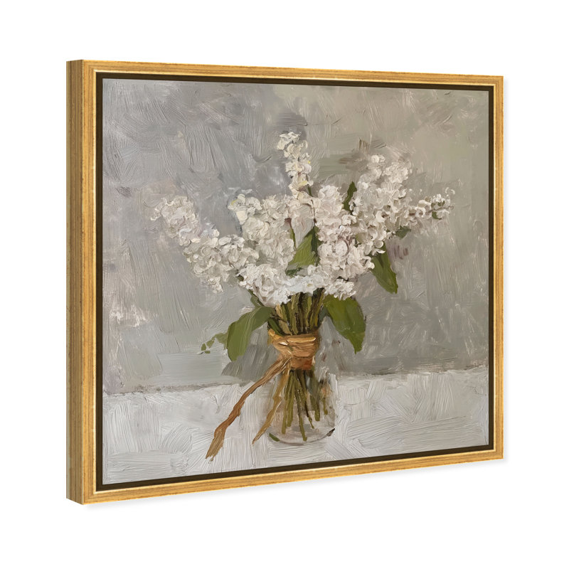 Snowbound Flower Canvas Floral & Botanical Print by Oliver Gal, Black Frame, 12 x 12, 13"H x 13"W, Gold Frame