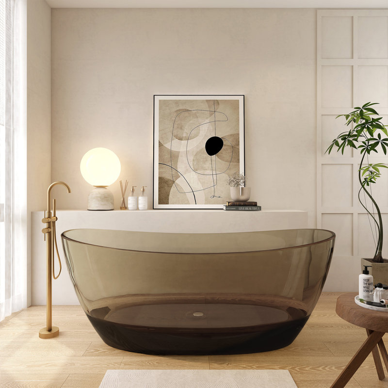 Baignoire de trempage autoportante en résine 65 po, Sépia
