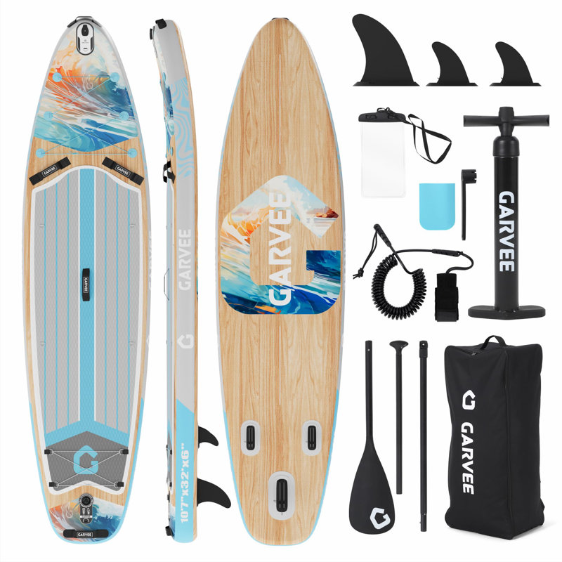 323x81x15 cm Inflatable SUP Board, 204 kg Capacity Wide Paddle Board with Non-Slip EVA Deck, Reinforced PVC, Camera Mount & Full Premium Accessories