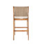 Ensemble de 4 tabourets de bar d'extérieur en bois d'acacia naturel et en osier tissé - Chaises robustes à hauteur de comptoir pour le patio et la piscine