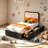 Twin XL LED Upholstered Bed Frame with 2 Storage Drawers, MDF & Fabric-461545471-461545456