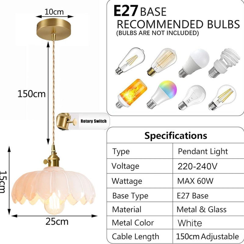 1 - Light Chandelier, White, Beige