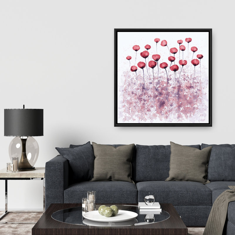 "Fleurs roses avec éclaboussures de peinture" sur toile