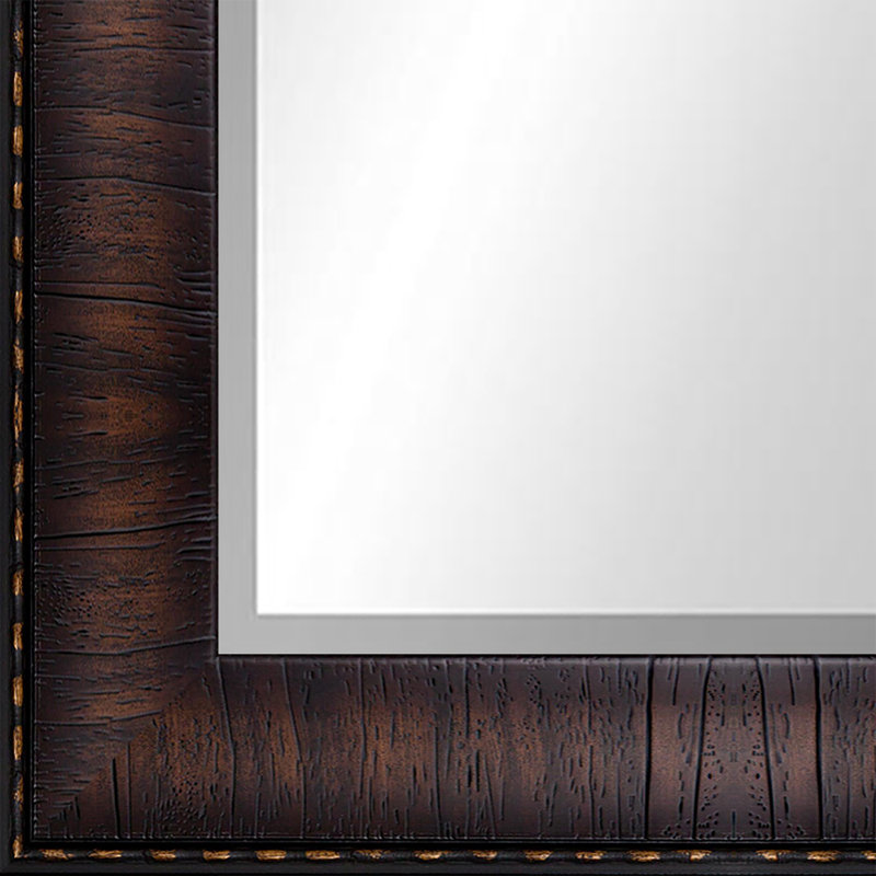 Marco Polo Rectangle Beveled Wall Mirror, Walnut, 34" x 28"