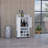 Bar Cart with Cabinet, 6 Built-in Wine Rack and Casters-1149404117