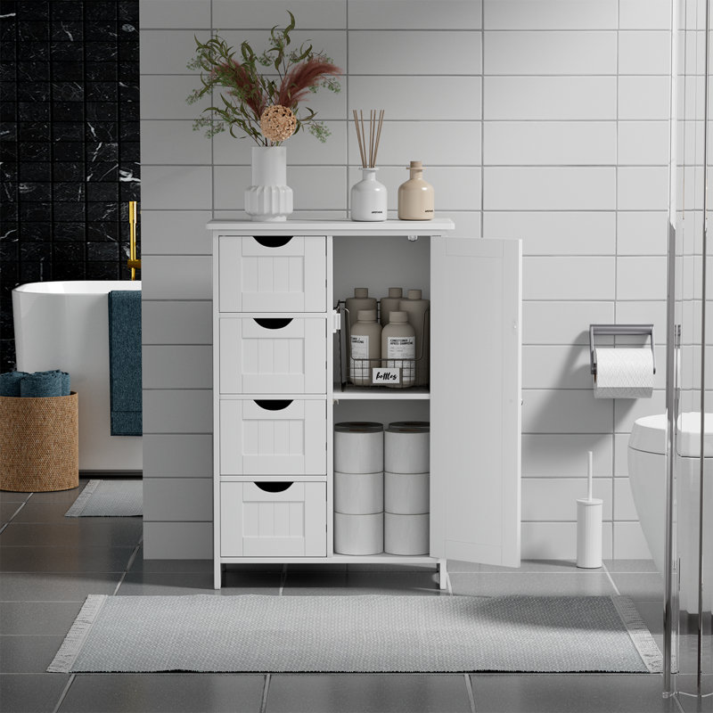 Armoire de salle de bain autoportante Kadie, Blanc