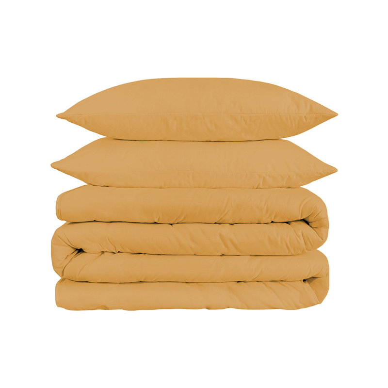 Gold Cotton Blend 1200 Thread Count Washable Duvet Cover Set, Queen