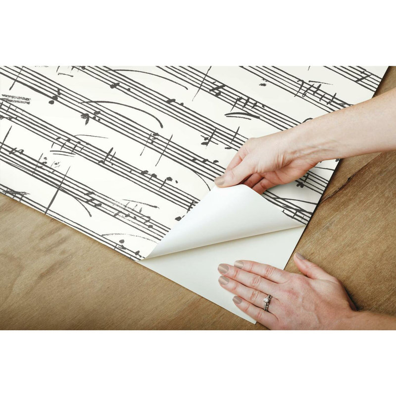 MELODY Peel & Stick Abstract Roll, White/Black
